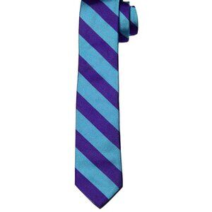 NEW Brooks Brothers Repp Stripe Tie Blue Purple Silk Men's Narrow